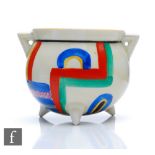 Clarice Cliff - Tennis - A small size cauldron circa 1930, hand painted with an abstract linear