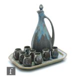 Denbac - An early 20th Century French Art Nouveau liquor set comprising decanter and stopper and