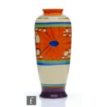 Clarice Cliff - Broth - A shape 186 vase circa 1929/30, hand painted with abstract radial bursts