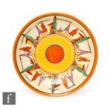 Clarice Cliff - Trees & House (Pastel/Seven Colour) - A large dish form charger circa 1930, radially