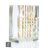 Ladislav Oliva - Exbor - A large Golden Grid vase designed 1968, the rectangular crystal body relief