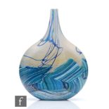 Isle of Wight - A contemporary studio glass lollipop vase in the Seascape pattern, of compressed