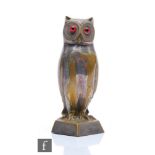 Unknown - A French Art Deco car mascot modelled as an owl with inset glass eyes, stamped France,