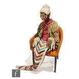 Jann Haworth (Born 1942) - 'Mer-grandma', a sewn fabric patchwork and mixed media seated figure,