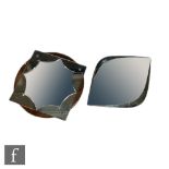 Unknown - Two 1950s mirrors, to include a peach and clear glass concentric and geometric bevelled