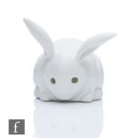 Bernard Moore - An early 20th Century model of a plump white rabbit with long ears, initialled BM,