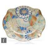 Grays Pottery - A 1930s Art Deco tray decorated in pattern A419 with hand painted flowers in blue