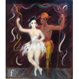 Circle of Doris Zinkeisen, ROI (1898-1991) - Two dancers, oil on canvas, framed, 41cm x 36cm,