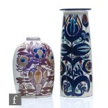 Berte Jensen - Royal Copenhagen - A cylindrical Fajance vase decorated with a stylised tulip in