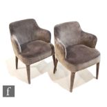 Maxalto - A pair of Febo armchairs with high back and armrests, upholstered in grey velvet