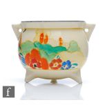 Clarice Cliff - Alton (Green) - A small size Cauldron circa 1932, hand painted with a stylised