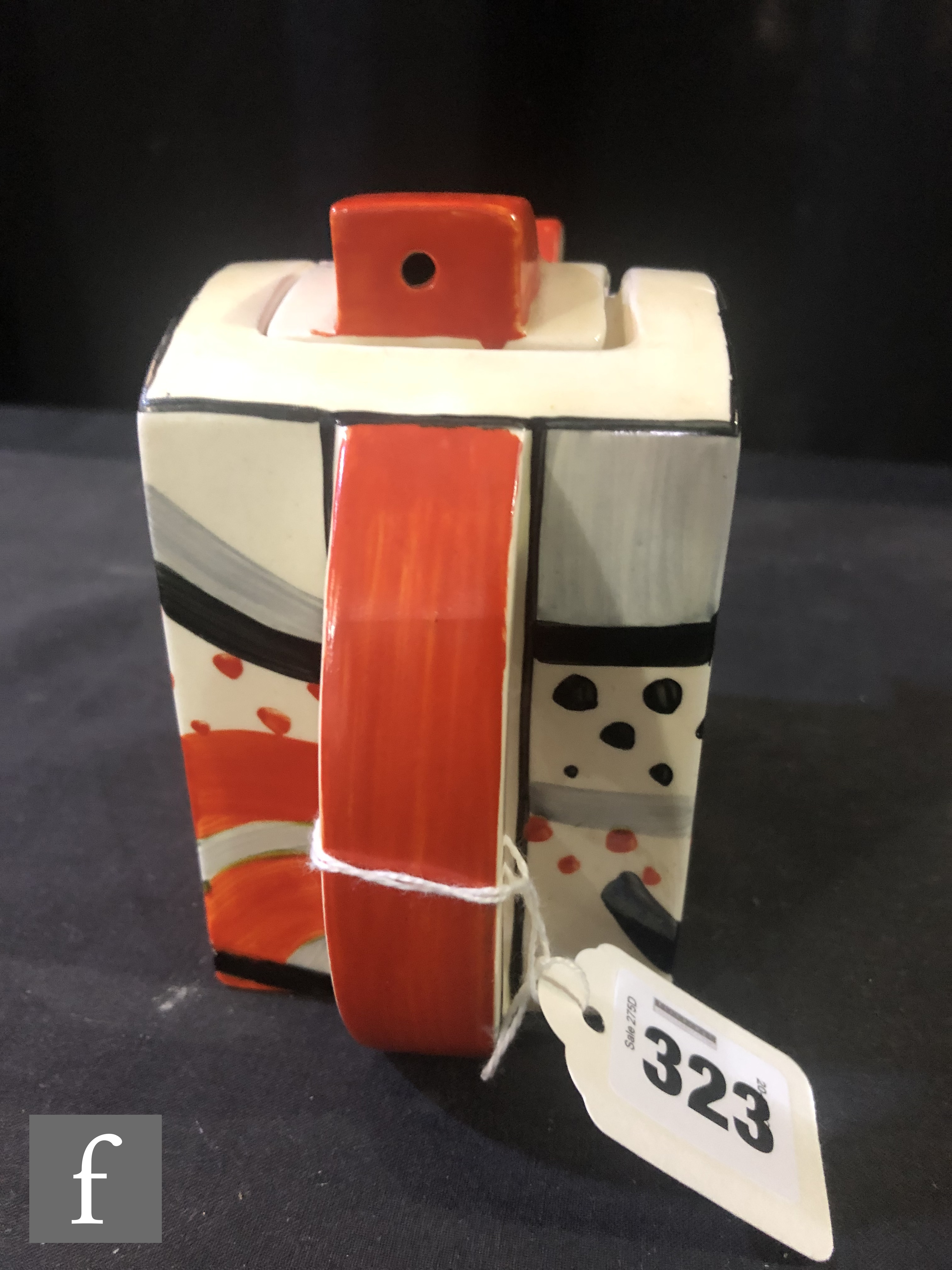 Clarice Cliff - Carpet (Red) - A Stamford teapot circa 1930, hand painted with an abstract spot - Image 6 of 7