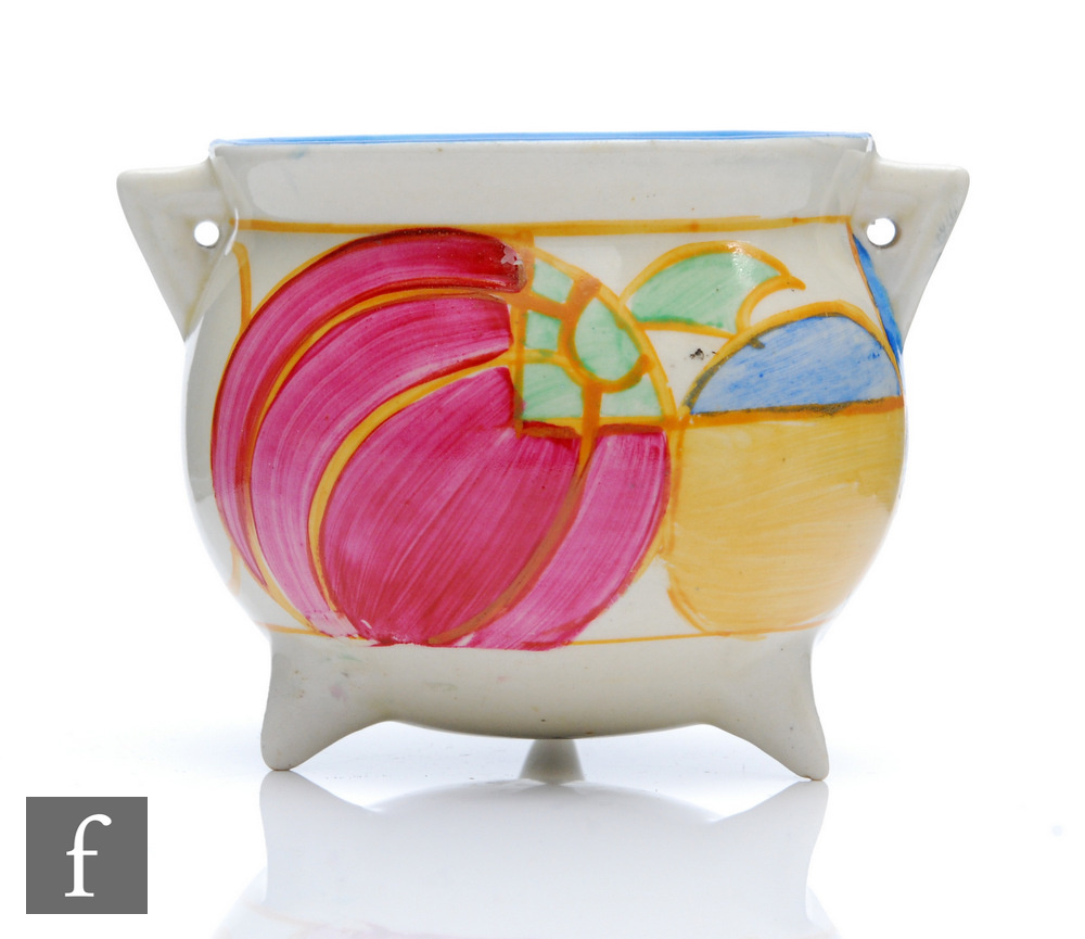 Clarice Cliff - Pastel Melon - A small size cauldron circa 1930, hand painted with a band of
