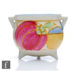 Clarice Cliff - Pastel Melon - A small size cauldron circa 1930, hand painted with a band of