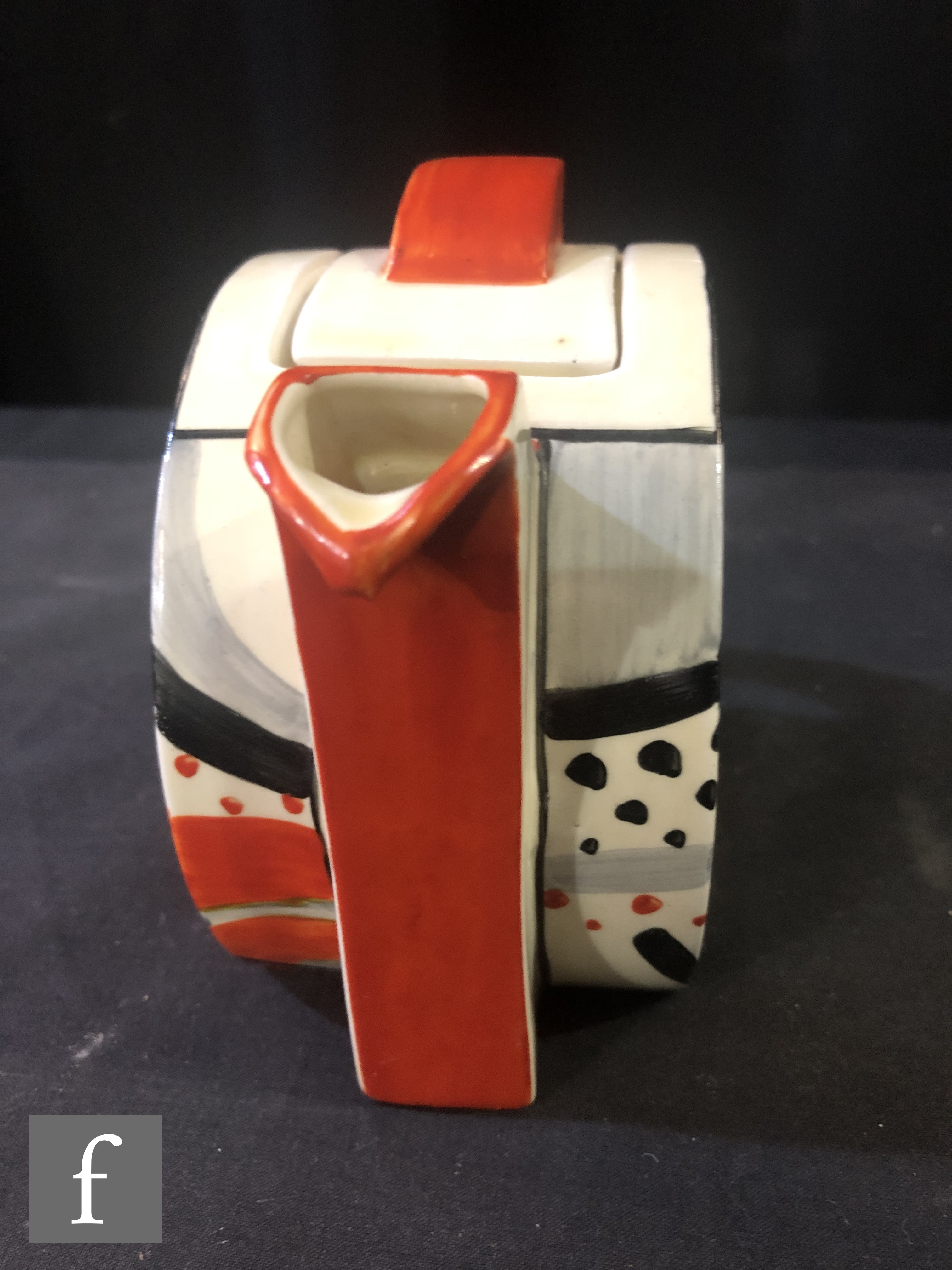 Clarice Cliff - Carpet (Red) - A Stamford teapot circa 1930, hand painted with an abstract spot - Image 7 of 7