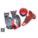 Lea Stein - A collection of brooches, to include two Egyptian Cat, Swirl Fox, Ladybird and Joan