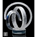 Unknown - A contemporary acrylic sculpture, with three arced curves rising from a circular base,