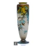 Galle - A large early 20th Century cameo glass vase, the slightly swollen form with a flared foot