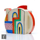 Clarice Cliff - Tennis - A Stamford teapot circa 1930, hand painted with an abstract line design