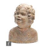 Helene Nikolsky - A patinated plaster head and shoulders portrait bust of a young girl, bearing