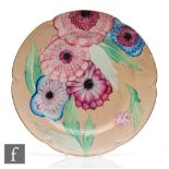 Grays Pottery - A large 1930s Art Deco charger decorated in pattern A5696 with hand painted pink,