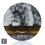 Fornasetti - A boxed limited edition 1992 year plate decorated in black and white with a portrait of