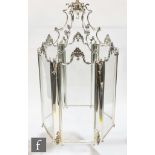 Unknown - A contemporary silvered glass rococo chandelier, the six glass panels supported in a