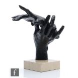 G Mariani - A contemporary bronze sculpture modelled as a male hand holding a female hand, on a