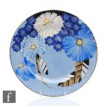 Grays Pottery - A 1930s Art Deco plate decorated in pattern A2448 with tonal blue and white