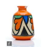Clarice Cliff - Double V - A shape 177 miniature vase circa 1929, of shouldered ovoid form with