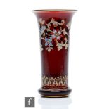 Josephinehutte - An early 20th Century Bohemian glass vase, circa 1900, of flared cylinder form,