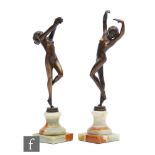 After Josef Lorenzl - A pair of later 20th Century cast bronze figures modelled as two female