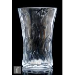 In the manner of Keith Murray - Stevens & Williams - A clear cut and polished crystal glass vase