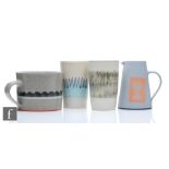 James and Tilla Waters - Four pieces of contemporary studio pottery comprising a breakfast mug,