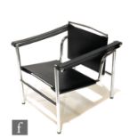 After Pierre Jeanneret and Charlotte Perriand for Le Corbusier - An LC1 chair, with black leather