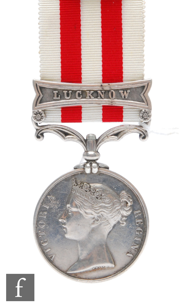 An Indian Mutiny Medal 1858 with Lucknow clasp, to William Groves, 2nd Bat Rifle Bdg.