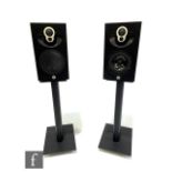 A pair of Linn Majik 109 speakers with floor stands, serial Nr. 1224183/1224184 majik 109/BLK, one