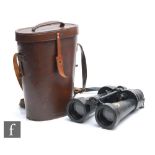 A pair of World War Two binoculars by Barr and Stroud Glasgow & London, serial No 50405 leather