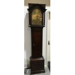 A 19th Century and later oak longcase clock, the later associated eight-day movement