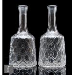 A pair of late 19th to early 20th Century Sugarloaf carafes, the bodies decorated with a diamond