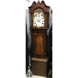 A 19th Century mahogany longcase clock, the 14 inch painted dial with moon phase,