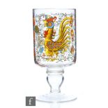 A mid 20th Century German clear crystal goblet by Alfred Taube, the cylindrical body hand