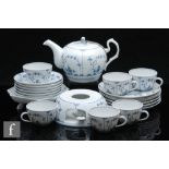 A 20th Century Wallendorf porcelain teaset comprising teapot, burner with tealight holder, six