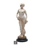 A large 1930s Crown Devon Fieldings statue of a female nude draped in a robe, printed mark, height