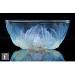 An Art Deco Jobling glass bowl, of circular section, relief moulded with three stylised doves in