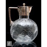 A late 19th Century Stevens & Williams self-colour crystal cameo claret jug, the wrythen fluted