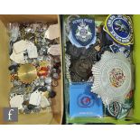 A collection of police helmet badges for various constabularies, West Mercia, Herefordshire, West