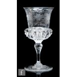 An early 20th Century Webbs rock crystal style drinking glass, circa 1910, the ovoid bowl