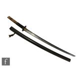 A 20th Century Japanese Katana, iron Tsuba and ray skin handle, 69cm blade with scabbard.