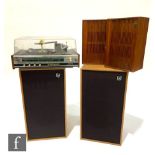 A 1970s Philips 13GF824 Record Player With Philips Type 13EG0708 Speakers and a pair of Wharfedale